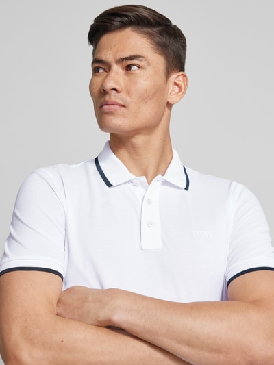 BOSS Poloshirt mit Kontraststreifen Modell 'Parlay' Weiss 3