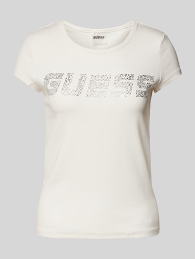 Guess Activewear T-Shirt mit Strasssteinbesatz Modell 'KIARA' Offwhite 2