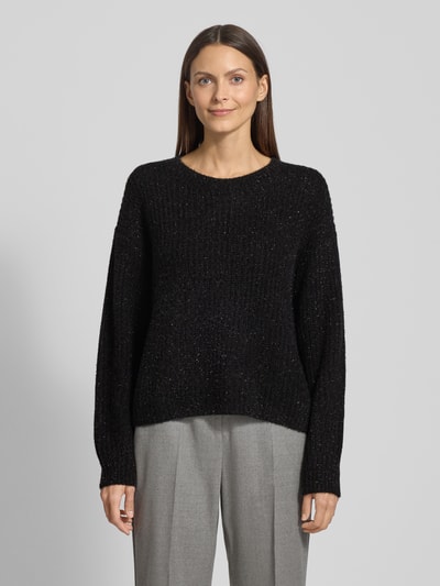 comma Oversized gebreide pullover met ribboorden Zwart - 4