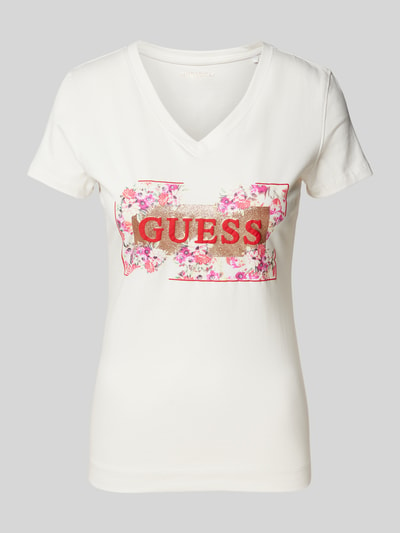 Guess T-shirt met bloemenmotief en labelprint Offwhite - 2