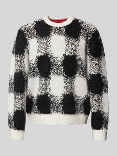 HUGO Gebreide pullover met ronde hals, model 'Shequer' Offwhite - 2