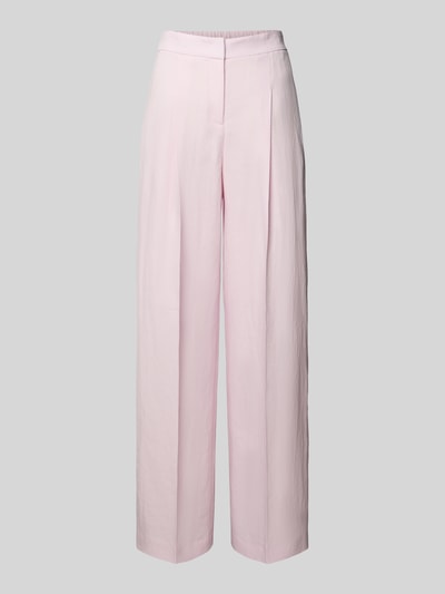 Produktfoto, Relaxed Fit Hose aus Leinen-Mix Modell 'TIANA11' von BOSS, Optik: Unifarben, Bügelfalten, Leinen-Viskose-Mix, zartrosa Farbton, seitliche Eingrifftaschen vorne, Paspeltaschen hinten