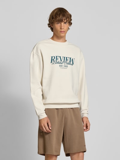 REVIEW Sweatshirt mit Rundhalsausschnitt und Label-Print Ecru 4