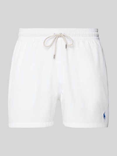 Polo Ralph Lauren Badehose mit Logo-Stitching Modell 'TRAVELER' Weiss 1