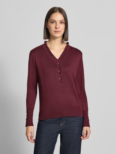 FREE/QUENT Regular Fit Pullover mit Woll-Alpaka-Anteil Modell 'Katie' Bordeaux Melange 4