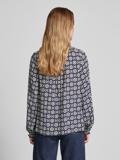 Emily Van den Bergh Regular fit blouse van viscose met opstaande kraag Donkerblauw - 5