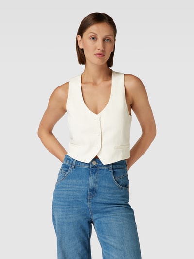 Mango Cropped Weste mit V-Ausschnitt Modell 'PEDRITO' Weiss 4