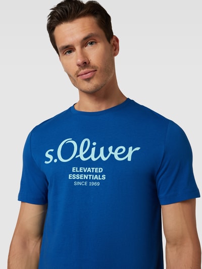 s.Oliver RED LABEL T-shirt met labelprint Koningsblauw - 3