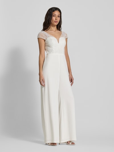 Hey Kyla Jumpsuit mit Zierstein- und Perlenbesatz Weiss 1