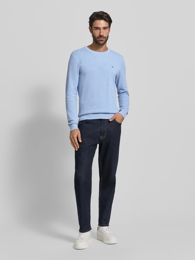 Tommy Hilfiger Regular fit gebreide pullover van zuiver katoen Lichtblauw - 1