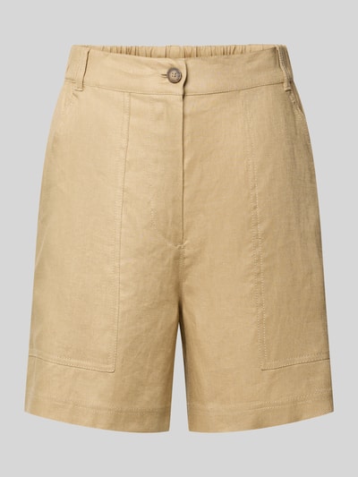 Produktfoto, Regular Fit Shorts aus reinem Leinen Modell 'IVELETTA' von Weekend Max Mara, krój regular fit, jasny beż, jednolity, szerokie kieszenie, tkanina o wyraźnej teksturze
