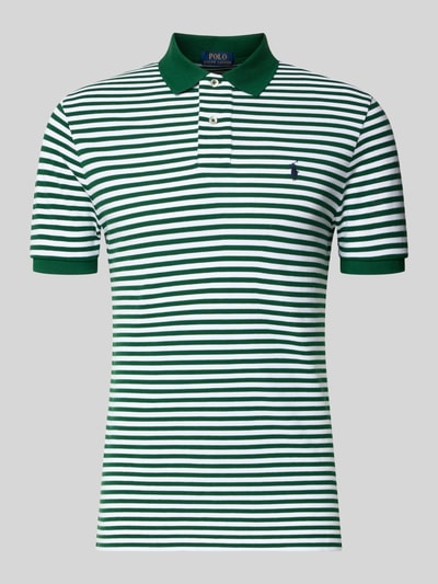 Polo Ralph Lauren Slim Fit Poloshirt aus reiner Baumwolle Modell 'YD MESH STRIPE POLO' Gruen 2