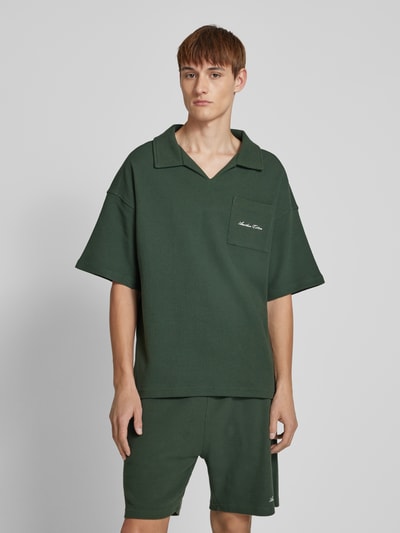 ANOTHER COTTON LAB Oversized poloshirt met labelprint Donkergroen - 4