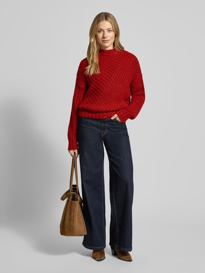 Mustang Strickpullover mit gerippten Abschlüssen Modell 'Erin' Rot 1