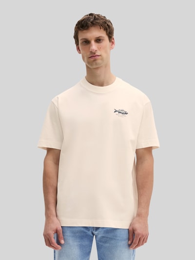 Marc O'Polo Loose Fit T-Shirt aus reiner Baumwolle mir Rücken-Print Offwhite 4