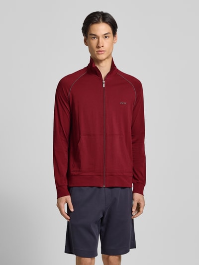 BOSS Bluza rozpinana o kroju regular fit z mieszanki bawełny Ciemnoczerwony 4