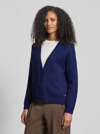 Fynch-Hatton Kardigan o kroju regular fit z czystej wełny z efektem dzianiny Granatowy 4