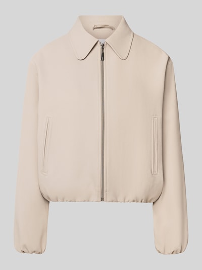 Produktfoto, Regular Fit Jacke mit Viskose-Mix von MORE & MORE in Beige, Umlegekragen, Eingrifftaschen, elastische Abschlüsse, glatte Textur