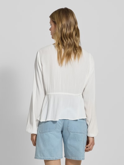 Only Regular fit blouse met lange mouwen van pure viscose, model 'CHIARA' Wit - 5