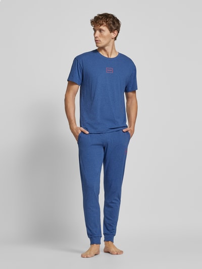 HUGO Relaxed fit sweatpants met labelprint Marineblauw - 1