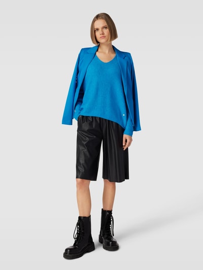 MOS MOSH Sweter z dzianiny z obniżonymi ramionami model ‘Thora’ Królewski niebieski 1