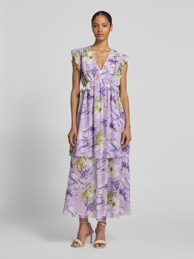 Vila Maxi-jurk met dubbele-laagjeslook, model 'ALICE' Lila - 4