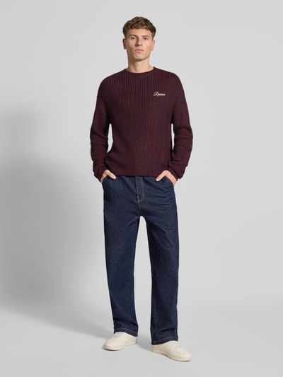 REVIEW Gebreide pullover met ronde hals Donkerrood - 1