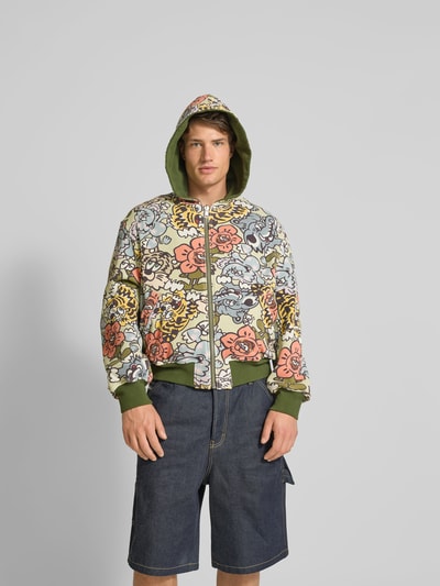 Kenzo Sweatjacke mit Label-Print Khaki 6