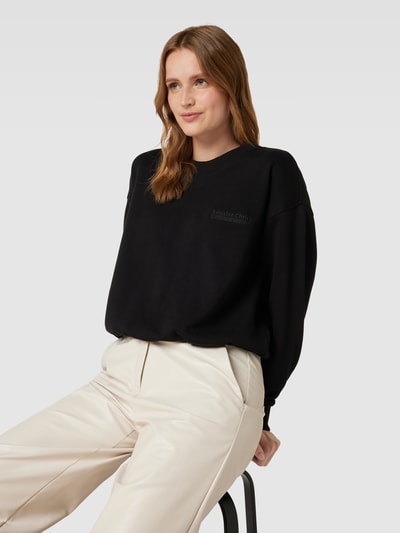 Jake*s Casual Sweatshirt met statementstitching Zwart - 3