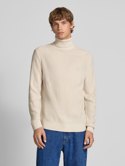 Jack & Jones Rollkragenpullover mit Strukturmuster Modell 'ROY' Offwhite 4