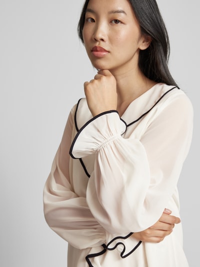 s.Oliver BLACK LABEL Regular fit blouse met volants Offwhite - 3