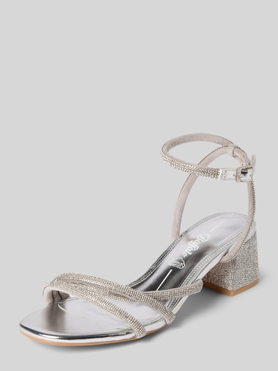 Productfoto, Sandalette met afgeronde punt, metallic riem met gesp, blokhak, 6 cm, siersteentjes, model 'LILLY SPARK' van Buffalo