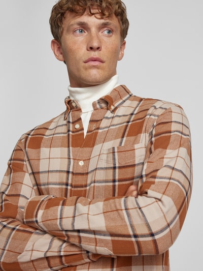 Jack & Jones Premium Regular fit vrijetijdsoverhemd met button-downkraag, model 'BLUBROOK' Cognac - 3