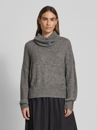 ICHI Regular Fit Strickpullover mit Alpaka-Anteil Modell 'IHKAMARA' Dunkelgrau 4