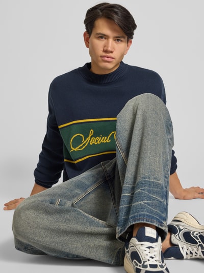 PROHIBITED Gebreide pullover met ronde hals Marineblauw - 3