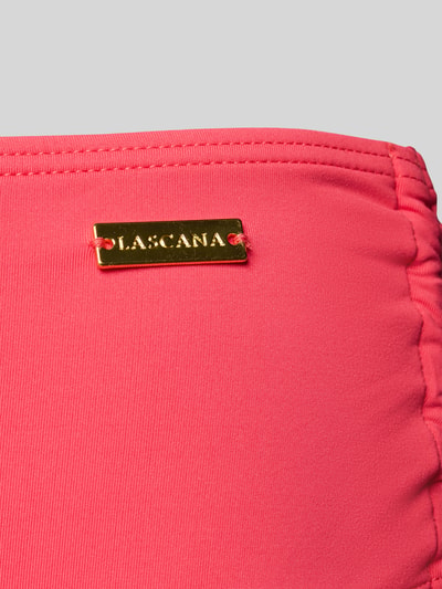 Produktfoto, Bikinihose mit seitlichen Raffungen Modell 'Simple' von LASCANA in kräftigem Pink, Material-Mix mit Stretch-Anteil, Label-Detail