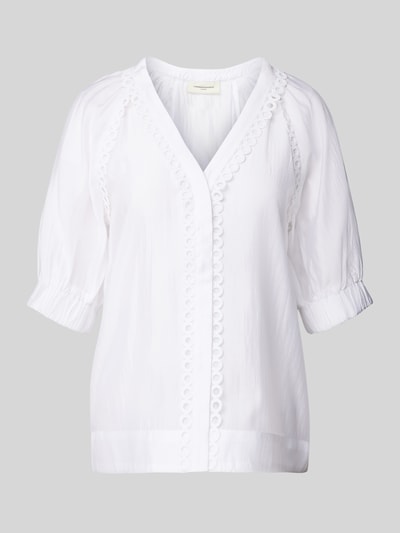 Copenhagen Muse Regular fit blouse met V-hals en gehaakt kant Offwhite - 2