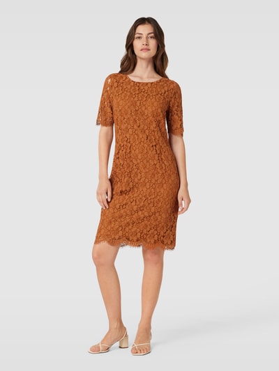 Christian Berg Woman Selection Knielanges Kleid mit Lochmuster Cognac 1