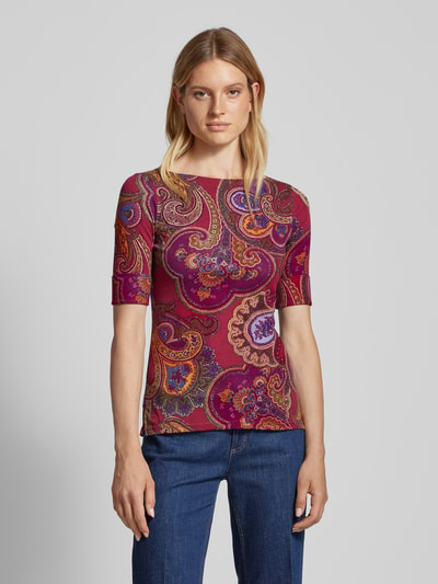 Lauren Ralph Lauren T-shirt met ronde hals, model 'JUDY' Fuchsia - 4