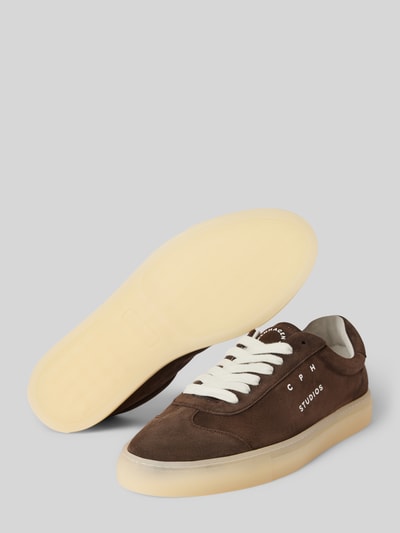 Copenhagen Ledersneaker mit Label-Print Dunkelbraun 4