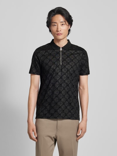 JOOP! Collection Slim fit poloshirt met ritssluiting, model 'Benito' Zwart - 4