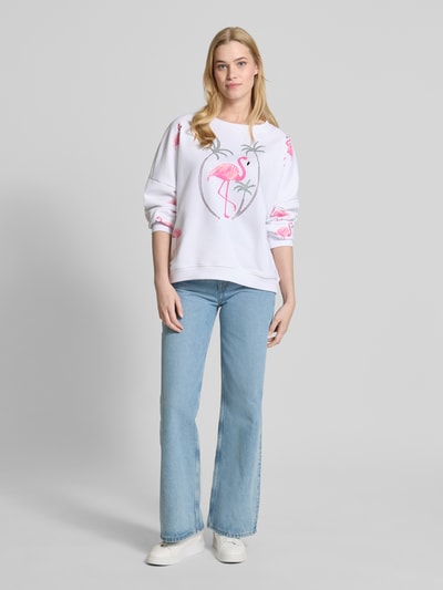 miss goodlife Oversized Sweatshirt mit gerippten Abschlüssen Weiss 1