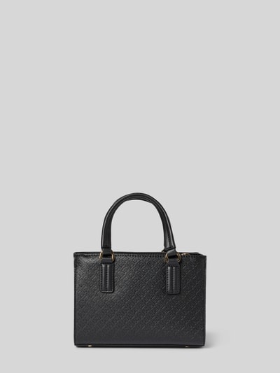 Produktfoto, Henkeltasche mit Allover Logo-Prägung von Tommy Hilfiger in Schwarz, rechteckige Form, Kunstleder mit geprägtem Logo-Muster.