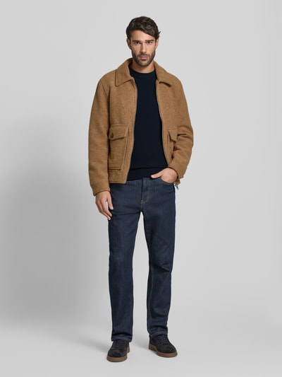 BOSS Sweter o kroju regular fit z czystej bawełny model ‘H-HIBRIDO’ Granatowy 1