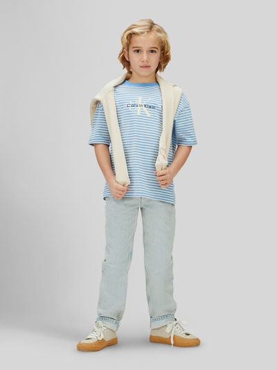 Calvin Klein Jeans Regular Fit T-Shirt mit Logo Print aus reiner Baumwolle Bleu 1