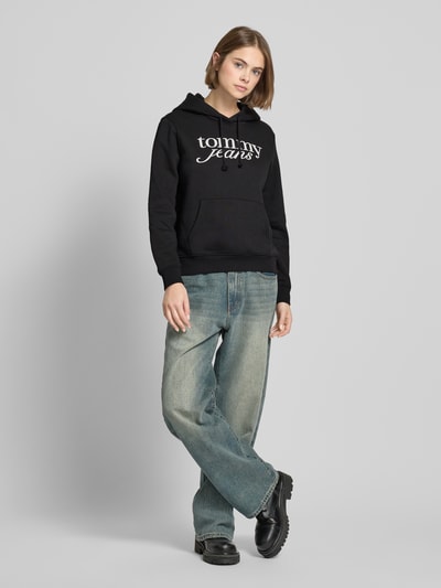 Tommy Jeans Regular fit hoodie met labelprint Zwart - 1