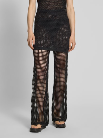 Guess Spodnie z szeroką nogawką z koronki szydełkowej z ażurowym wzorem Czarny 4