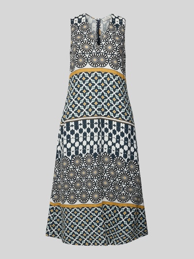 Marc O'Polo Linnen jurk in A-lijn met all-over motief Marineblauw - 2