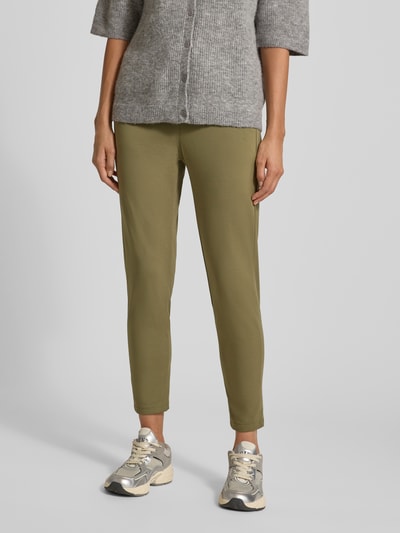 ZABAIONE Spodnie materiałowe o kroju skinny fit z elastycznym pasem Khaki 4