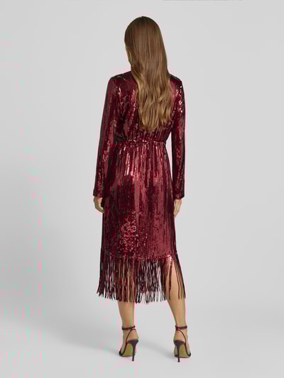 YAS Knielanges Cocktailkleid mit Pailletten Modell 'TIO' Bordeaux 5